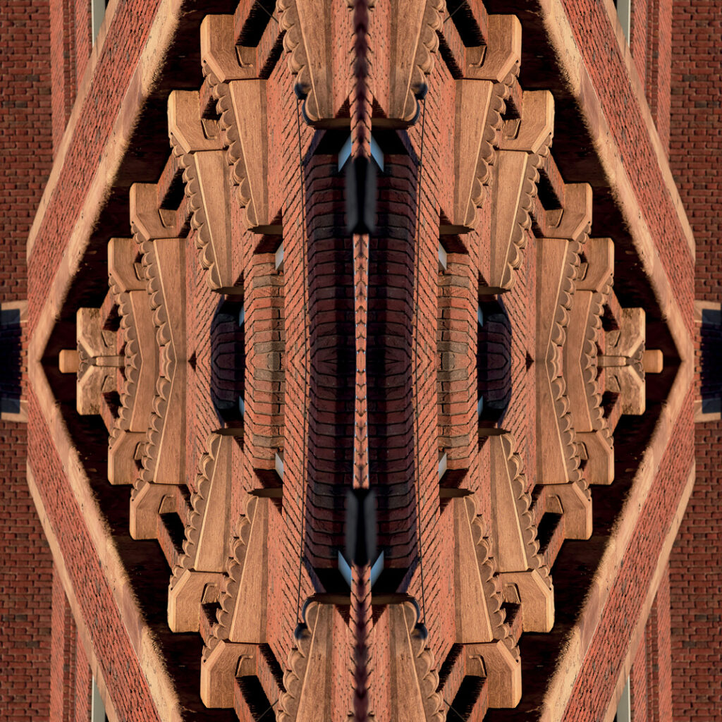 Caleidoscopich beeld van “de Rode Olifanten” in Benoordenhout 